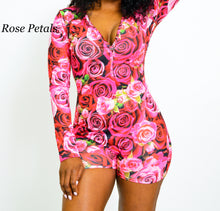 Load image into Gallery viewer, Pajama Onesie Rose Petals (Butt Flap)

