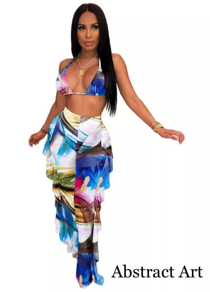 *Pre-Order* Two Piece Bikini Pants Set Abstract Art